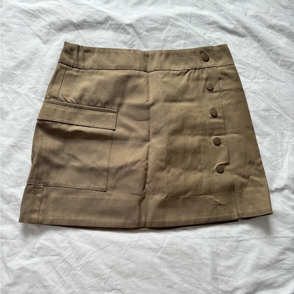 NWT Kookai Olive green cargo army button Mini Skirt military wrap - Picture 1 of 5